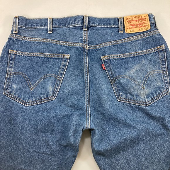 Levis 505 Mens 38 x 34 Denim Blue Jeans - Picture 4 of 6